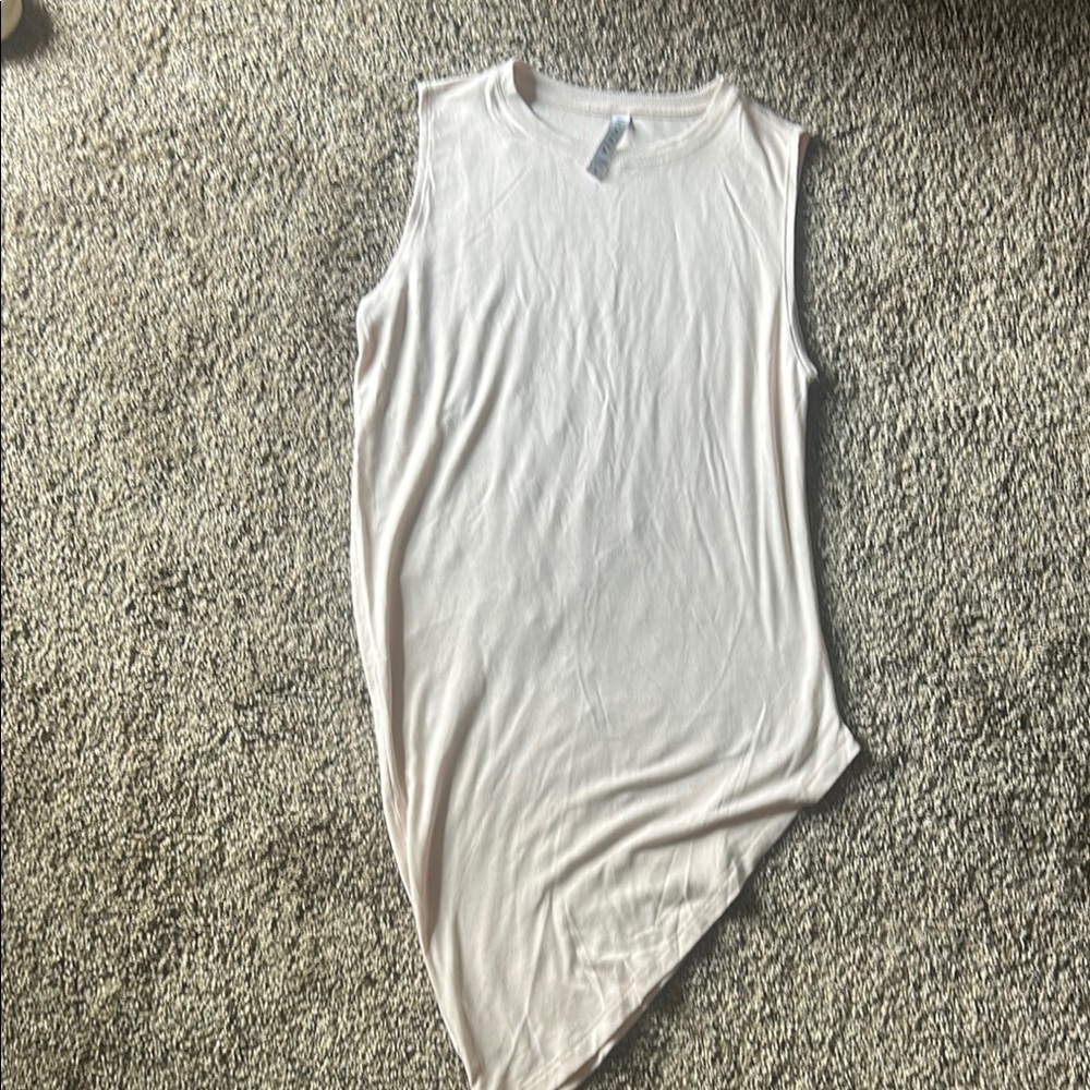 Athleta Light Pink Asymmetrical Muscle Tee size Small
